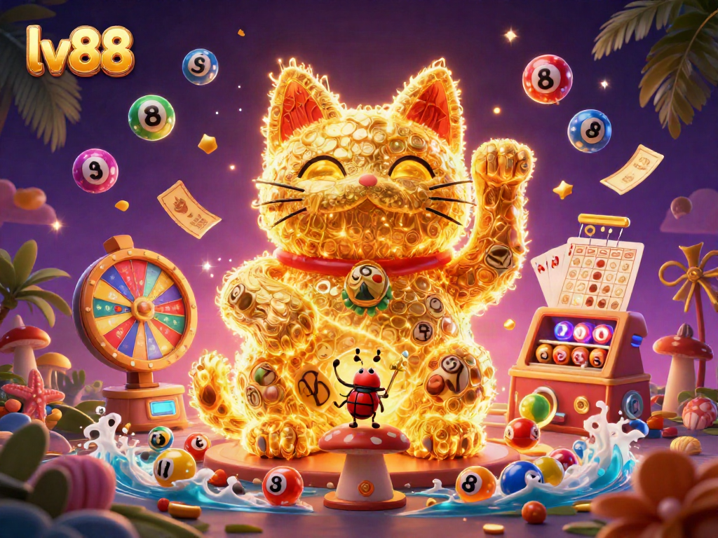 Experience the vibrant gaming world with lv88's lucky cat and dynamic casino symbols.