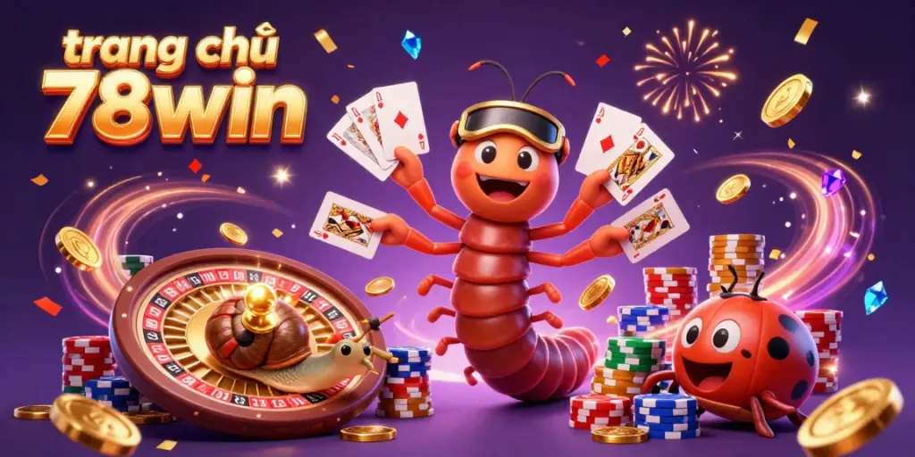 Experience the thrill at trang chủ 78win with dynamic illustrations of gaming excitement, showcasing casino elements.