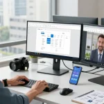 Discover WPS Download in a modern tech workspace showcasing productivity tools and vibrant office atmosphere.